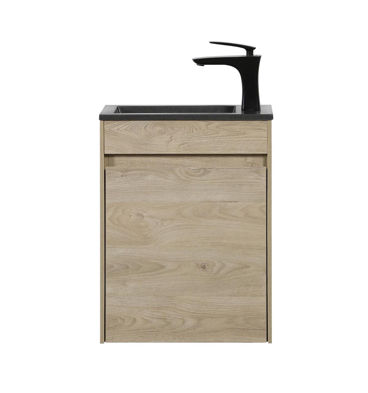 GÄSTE-WC-MÖBELSET Sinta 2 Teile Kastanien Eiche / Schwarzes Waschbecken - 40 x 22 x 54 cm - Eichefarben, Holz (40/54/22cm) - Badplaats