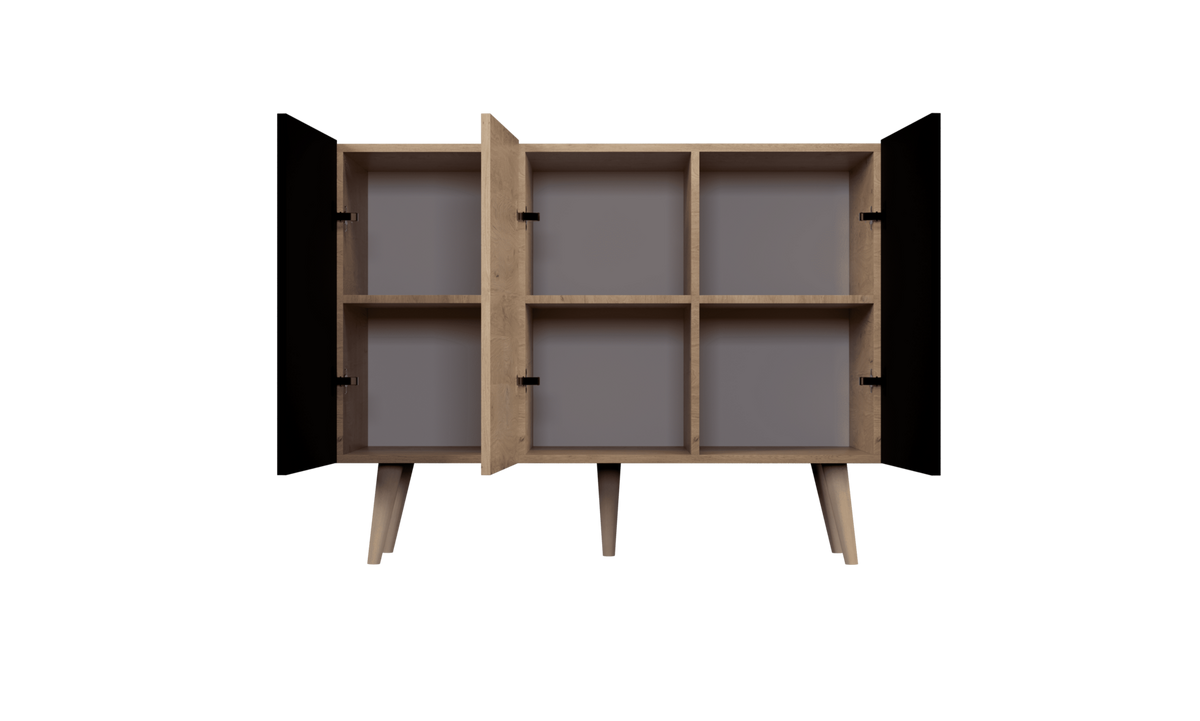 KOMMODE Toronto Schwarz, Eiche 39,9/95,5/120 - Schwarz, Holzwerkstoff (40/96/120cm) - RAUMHIRSCH FURNITURE