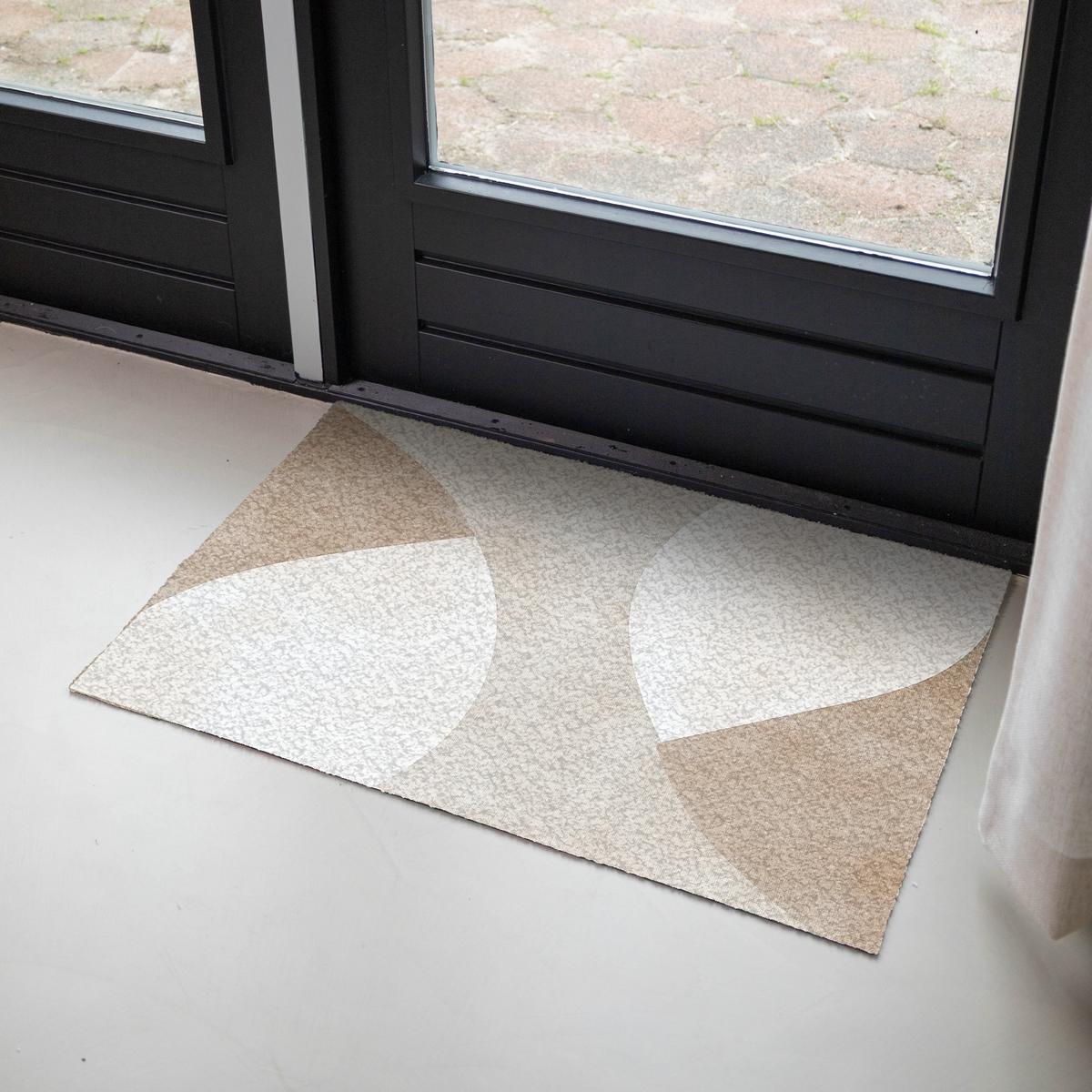 FUSSMATTE Braun - Japandi - Abstrakt Schmutzfangmatte 90x60 cm - Beige, Kunststoff (90/0.4cm) - MuchoWow