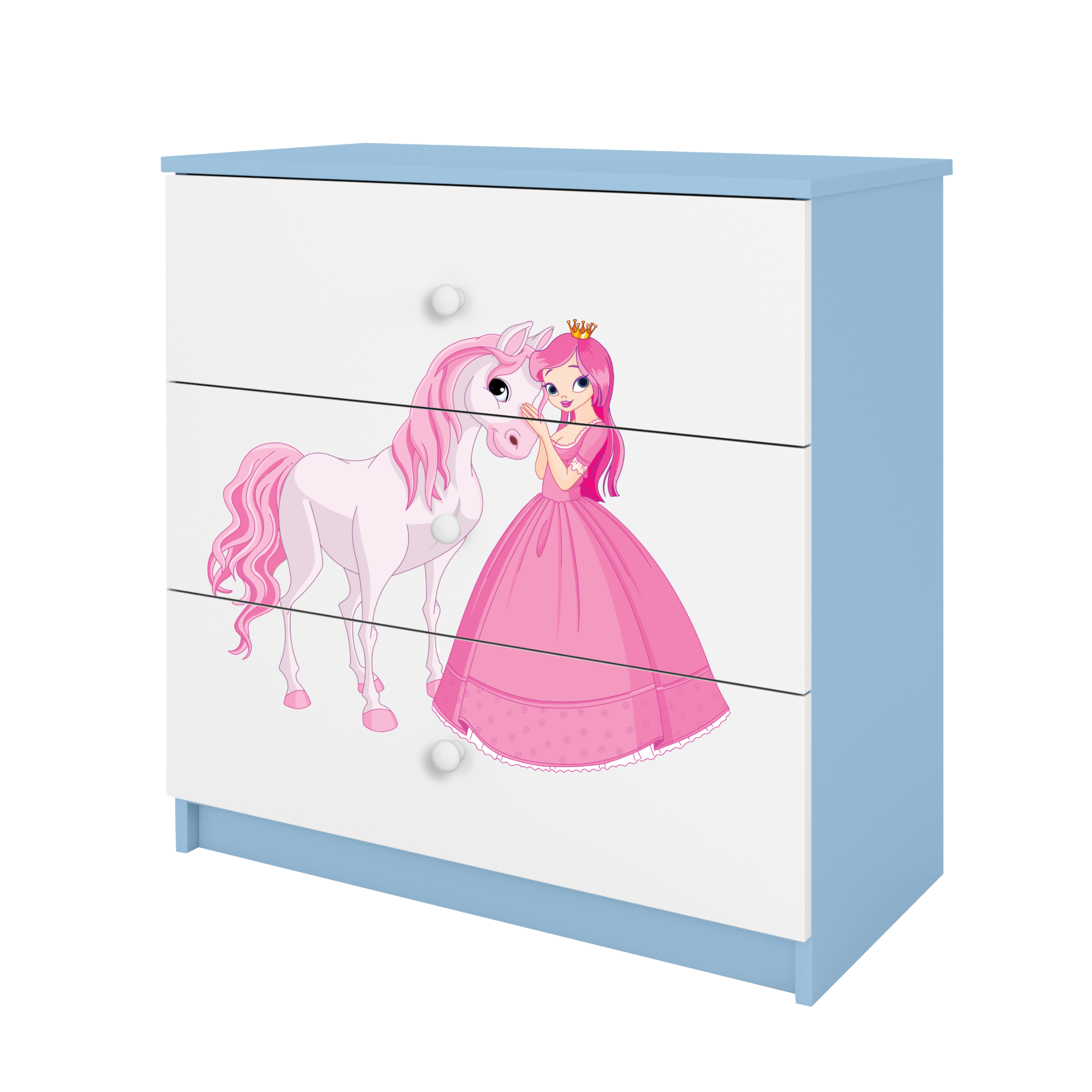 KOMMODE Babydreams Prinzessin Pferd 81/81/41 - Blau, Holzwerkstoff (81/81/41cm) - RAUMHIRSCH FURNITURE