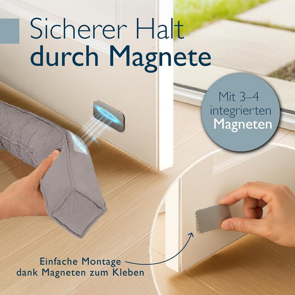 ZUGLUFTSTOPPER Marin MM 6,5x90cm Hellgrau - Hellgrau, Textil (6/90cm) - Beautissu 