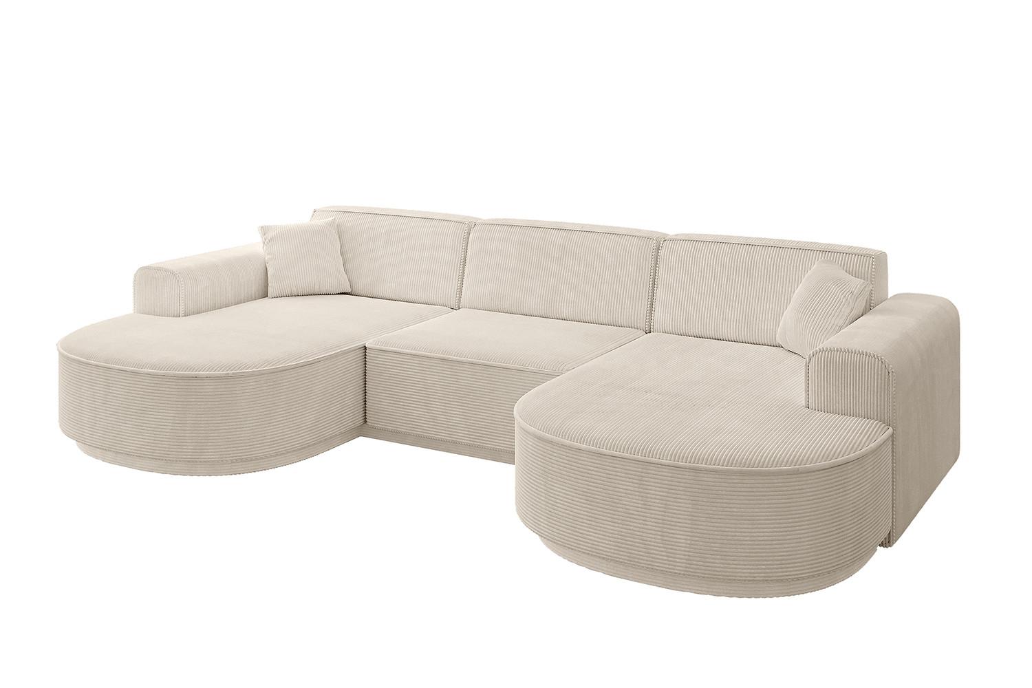 WOHNLANDSCHAFT MARI-U1-v3 - 303x171x83 cm Beige Cord - Beige/Schwarz, Holzwerkstoff/Kunststoff (303/83/171cm) - ALTDECOR