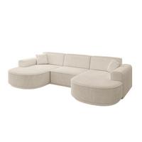 WOHNLANDSCHAFT MARI-U1-v3 - 303x171x83 cm Beige Cord - Beige/Schwarz, Holzwerkstoff/Kunststoff (303/83/171cm) - ALTDECOR
