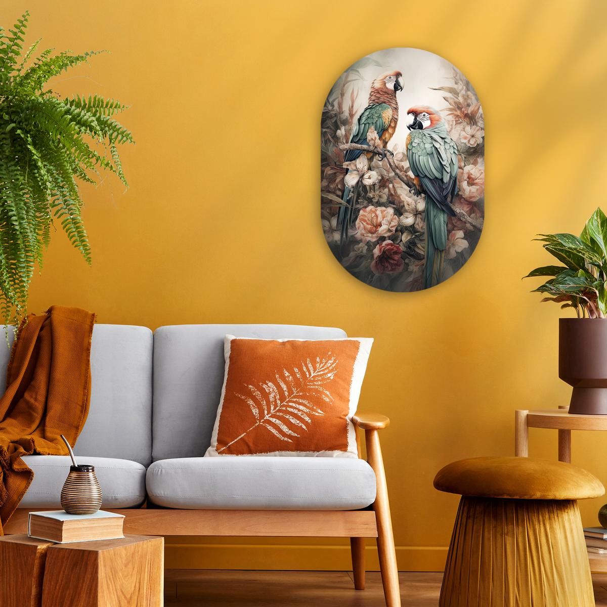 WANDBILD Papageien - Vögel - Natur - Blumen Deko Wohnzimmer 40x60 cm - Baltimorefarben, Kunststoff (40/60cm) - MuchoWow
