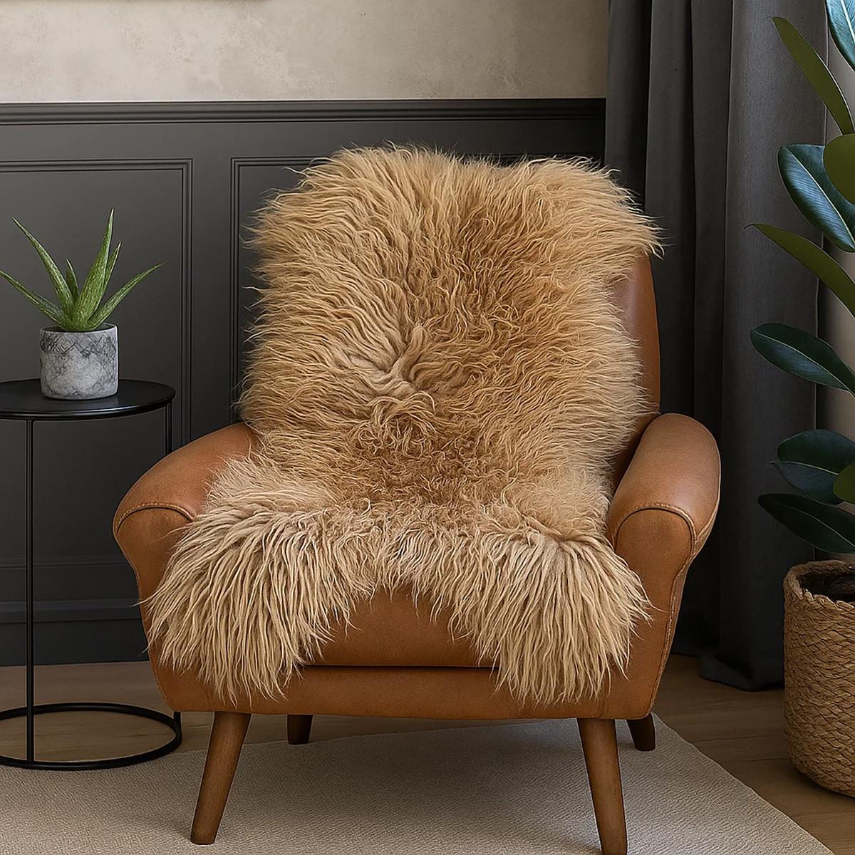 SCHAFFELL Island Lammfell lockig ca. 110 cm Naturfarben - Braun, Fell (60/110cm) - Provellus