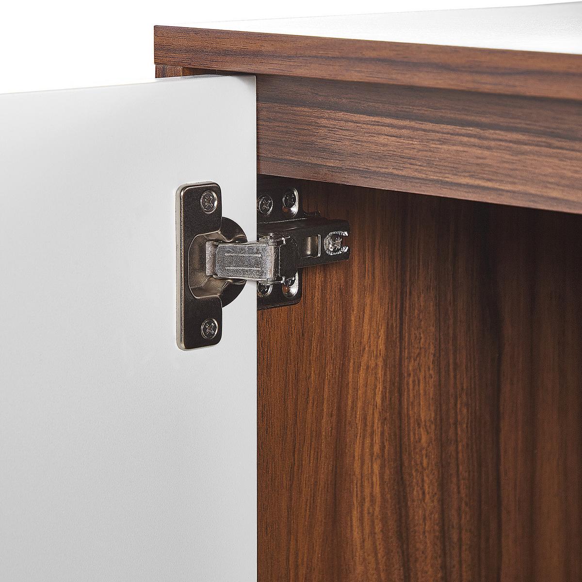 SCHRANK Dunkelbraun/Weiß Nueva - Weiß, Holzwerkstoff (76/100/39cm) - Beliani