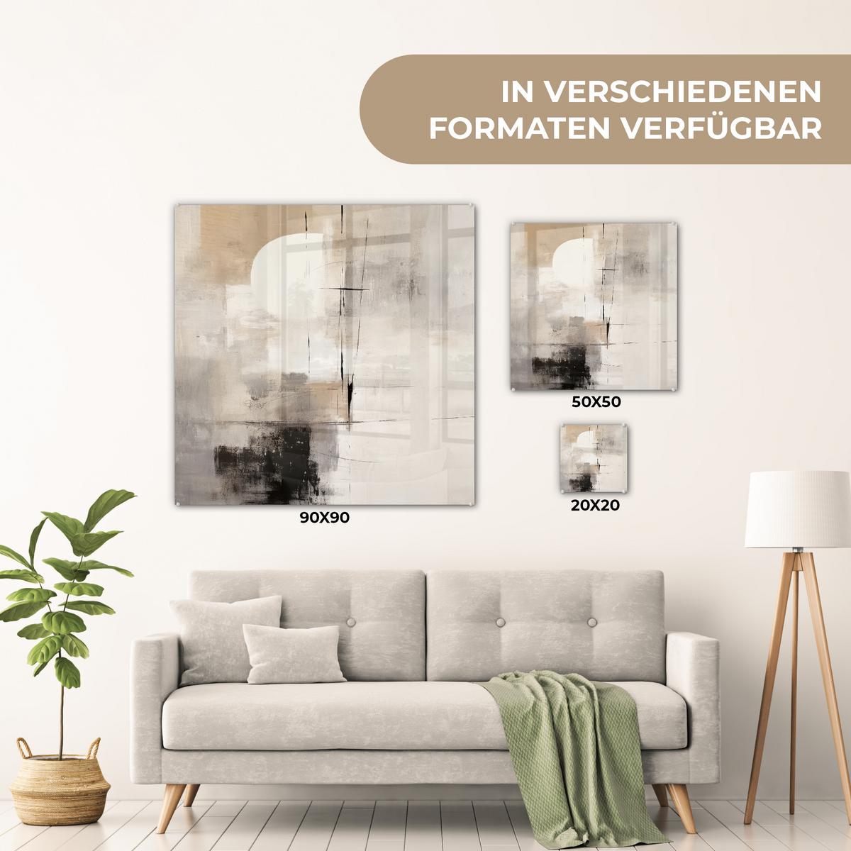 ACRYLGLASBILD Abstrakt - Kunst - Grau 90x90 cm - Hellgrau, Glas (90/90cm) - MuchoWow
