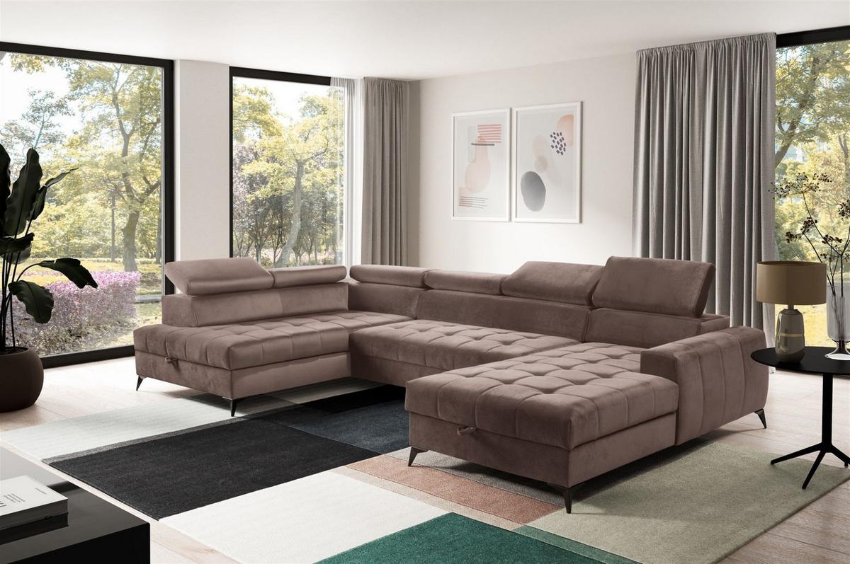 WOHNLANDSCHAFT Agnesa In Salvador - Braun, Holzwerkstoff/Textil (345/95/200cm) - Fun Möbel