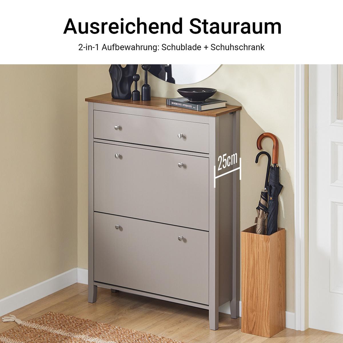 SCHUHSCHRANK Schmal, 80x25x108cm, Hellbraun - Hellbraun, Holzwerkstoff (80/108/25cm) - SoBuy