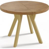 ESSTISCH Mateo runder ausziehbarer, Lancelot Eiche 100-200/100/76 cm - Eichefarben/Goldfarben, Holz/Holzwerkstoff (100/200/76cm) - WFL GROUP