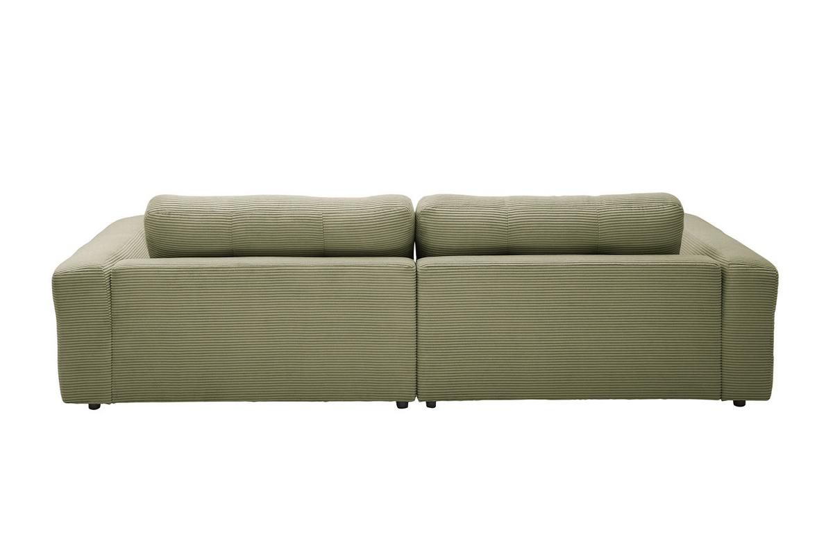 ECKSOFA MIKA Grün Cord - Schwarz/Olivgrün, Kunststoff/Textil (276/167cm) - KAWOLA