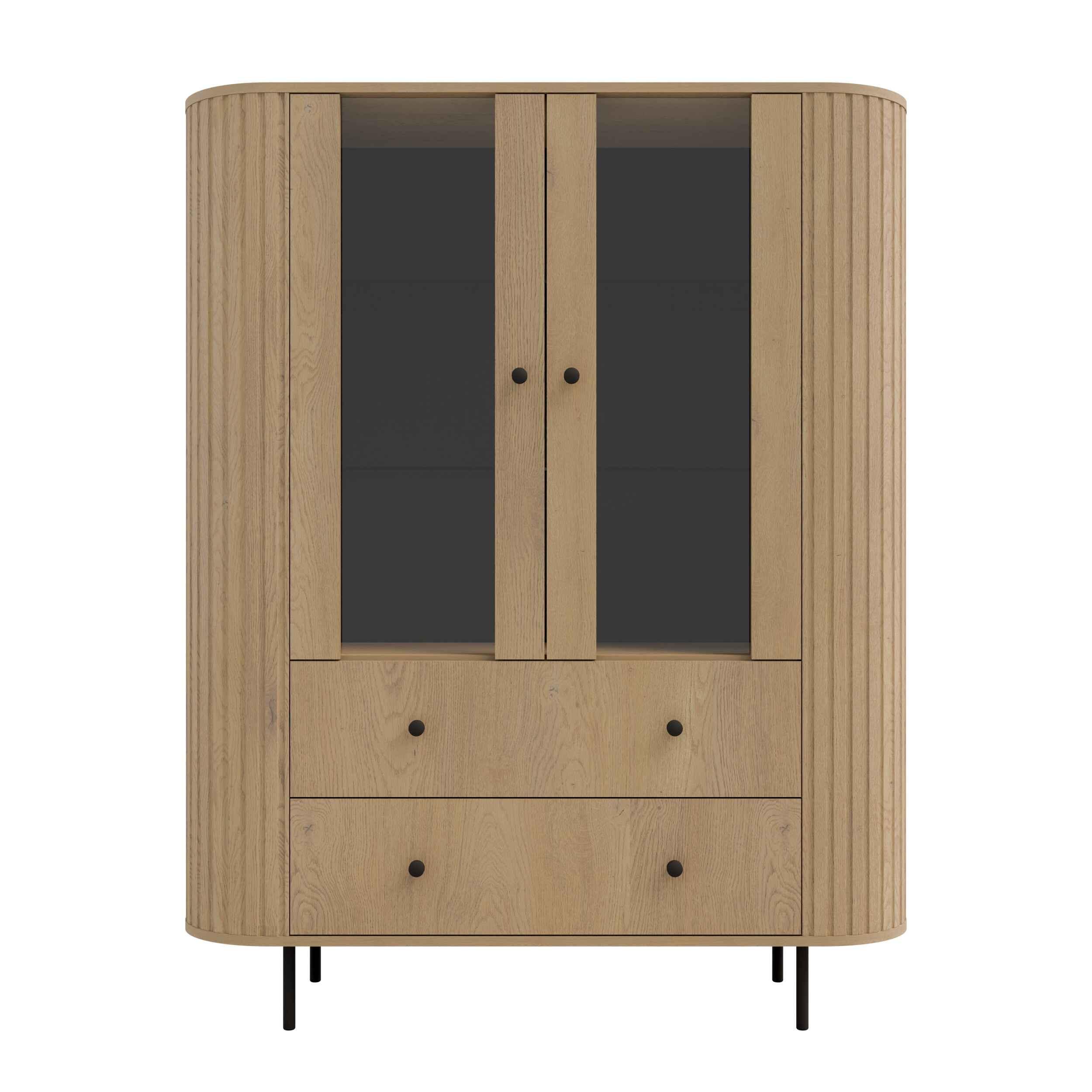 VITRINE BOLLA 155 / 123 cm in Eichefarben - Eichefarben, Holzwerkstoff (123/155/42.3cm) - MASSENO