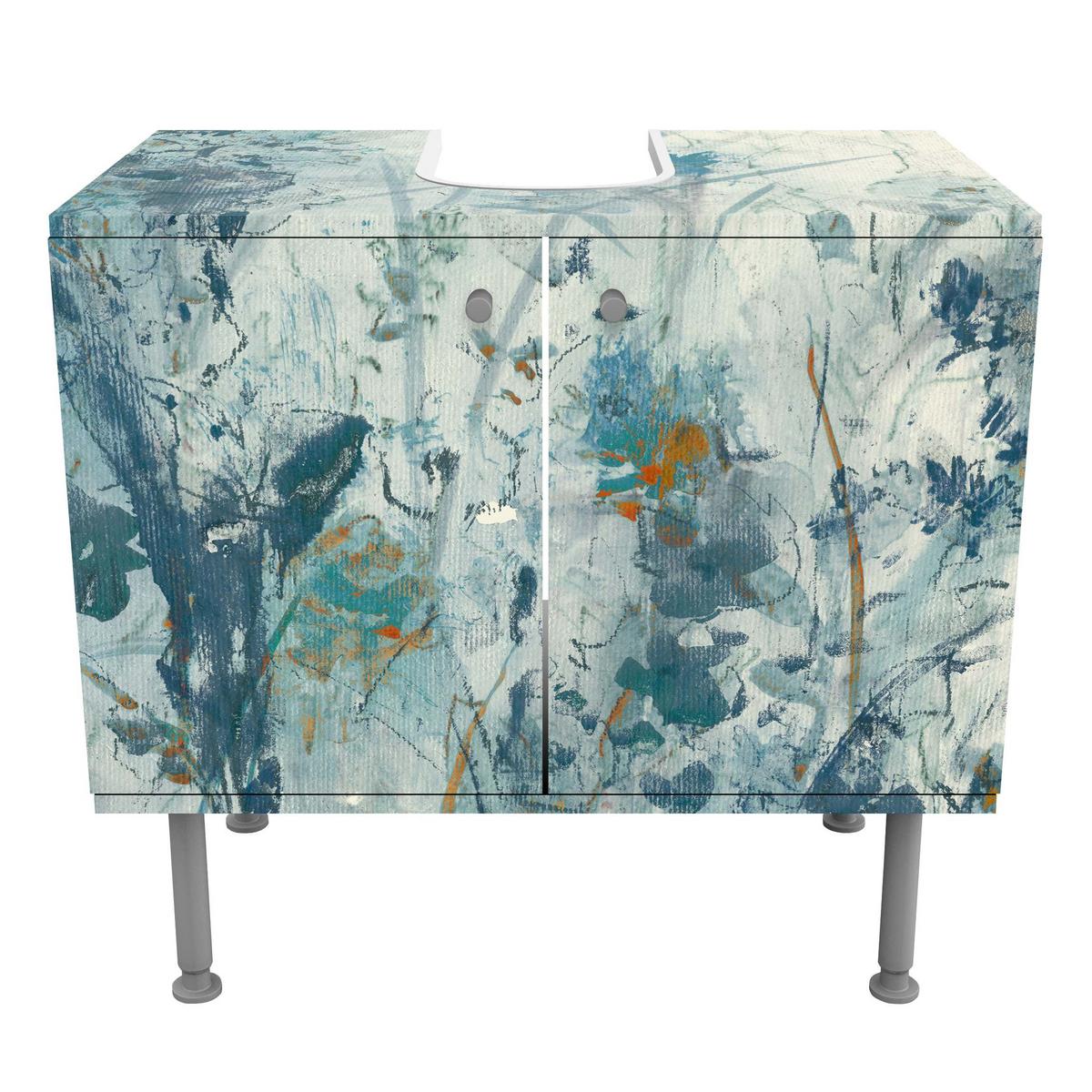 WASCHBECKENUNTERSCHRANK Blaue Frühlingswiese I 60/55/35 cm - Blau, Holzwerkstoff (60/55/35cm) - Bilderwelten