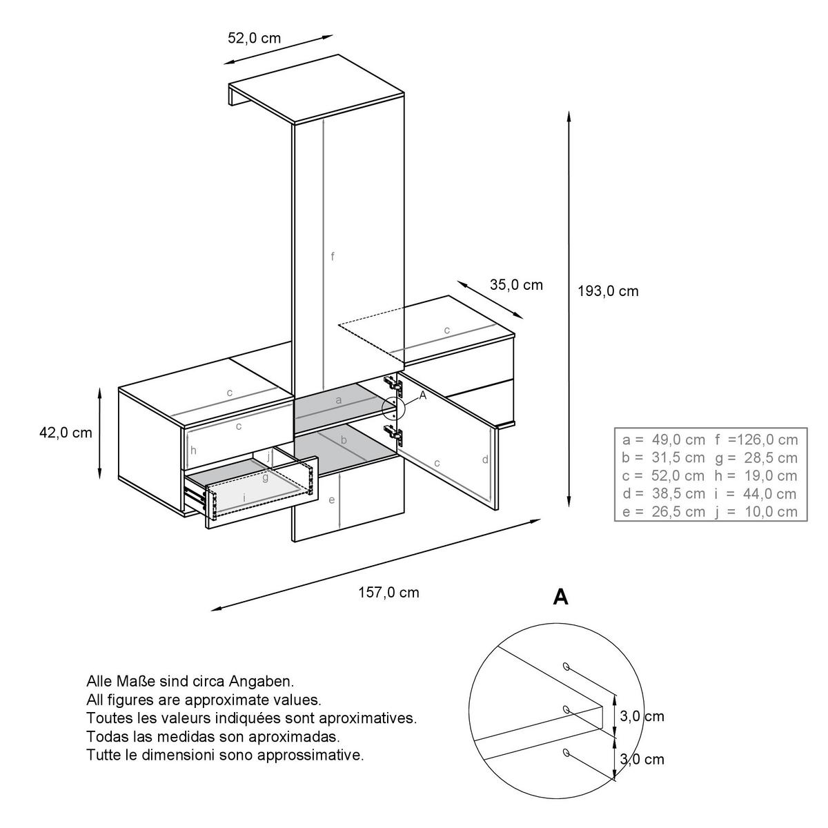 GARDEROBE Carlton Paneel in Eiche Nordic - Silbereichenfarben, Holzwerkstoff (157/193/35cm) - Vladon