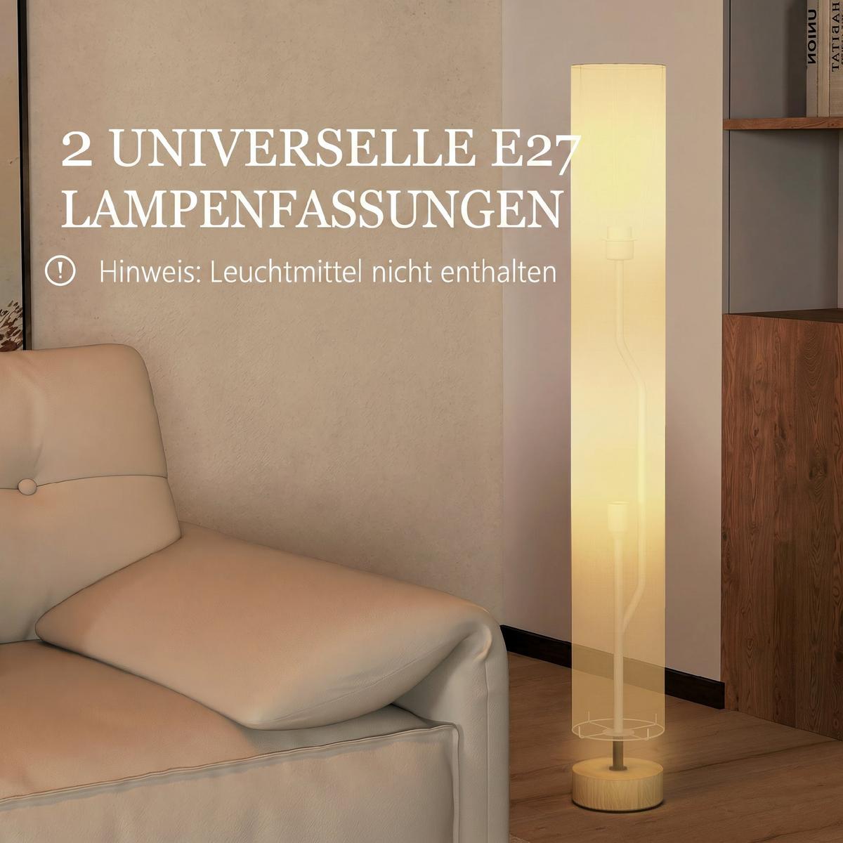 STEHLAMPE Leinen Beige - Beige, Textil (15/15/120cm) - HOMCOM