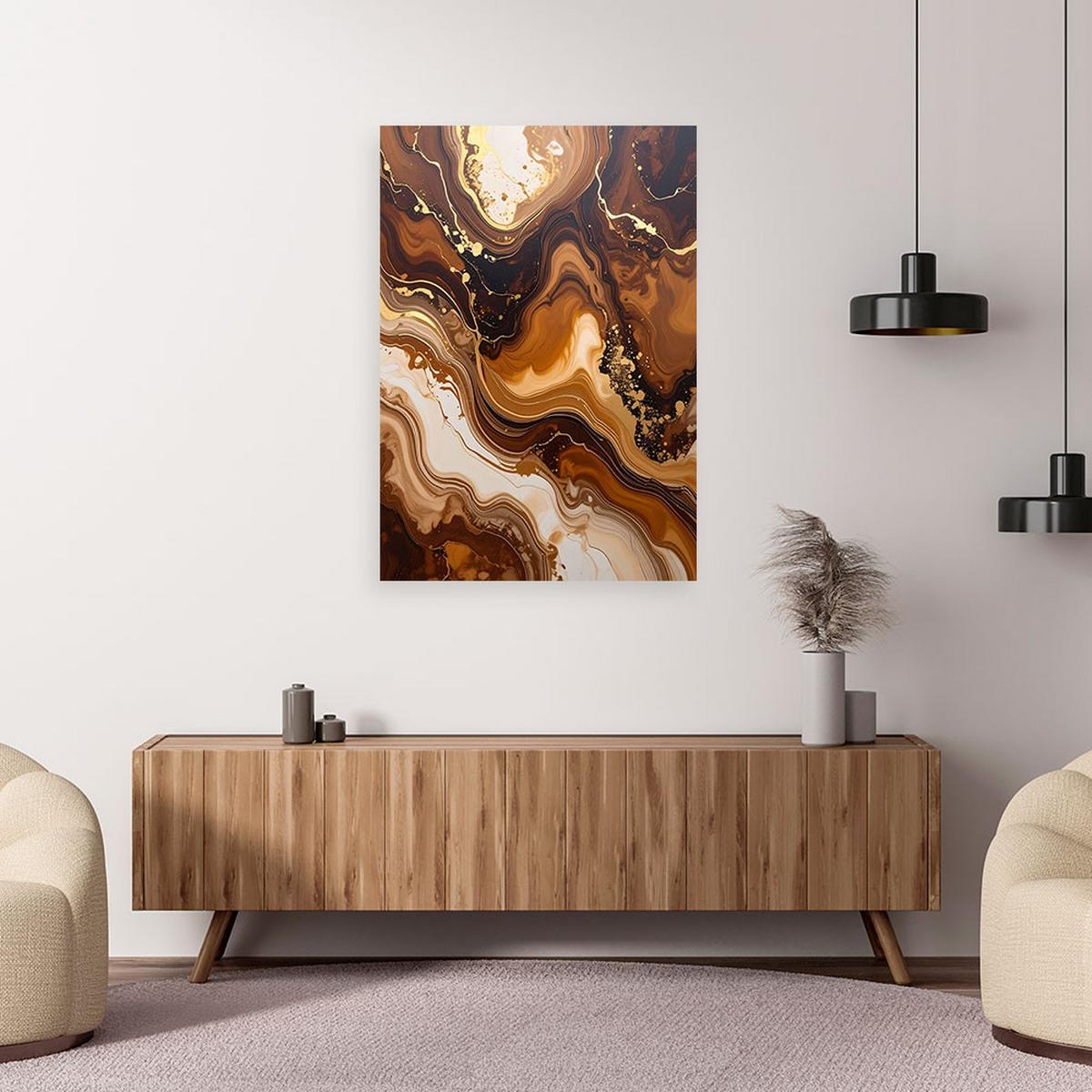 BILD auf Leinwand, Braun Abstrakt Marmor Glamour - Braun, Textil (80/120cm) - Feeby