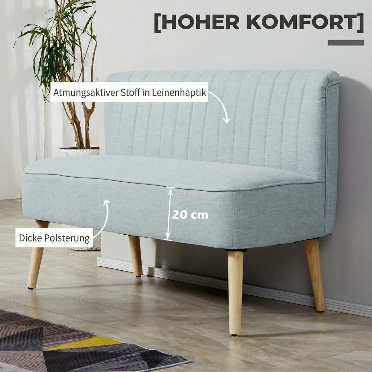 SOFA Polyester Grün - Hellgrün/Naturfarben, Holz/Textil (56.5/77/117cm) - HOMCOM