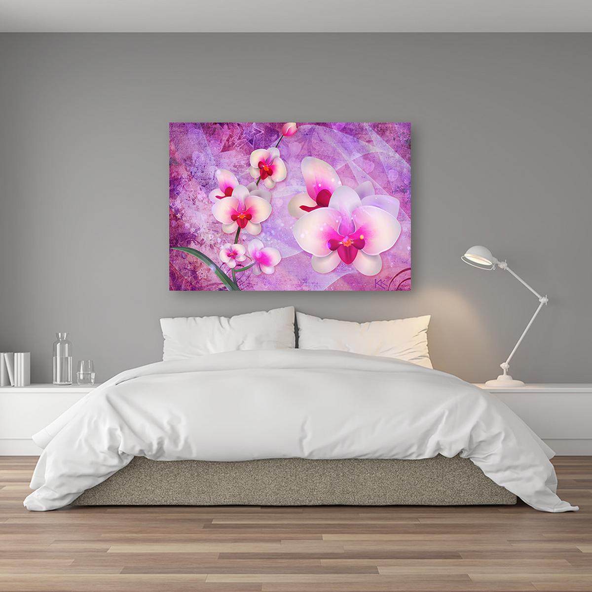 WANDBILD orchideenblüten abstraktion - Lila, Textil (60/40cm) - Feeby