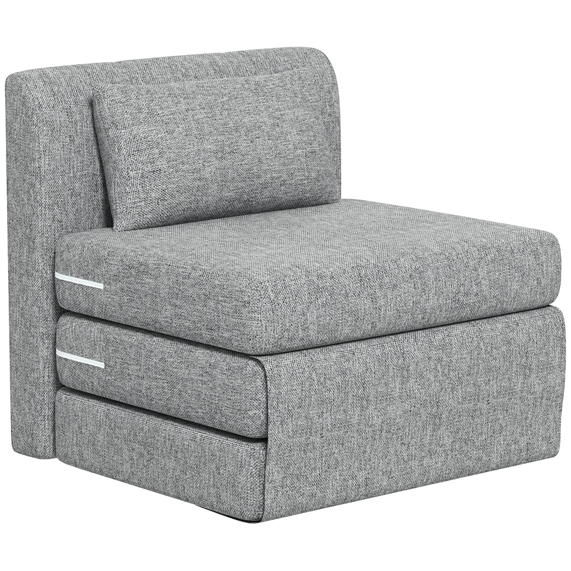 BODENSESSEL 2-in-1 Klappbar Schlafsofa mit Kordoptik für Wohnzimmer, Grau - Grau, Textil/Metall (75/74/80cm) - HOMCOM