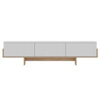 TV-MÖBEL mit 3 abklappbaren Türen gestreift 30/180/44,6 cm - Weiß, Holzwerkstoff (30/44.6/35cm) - Calicosy
