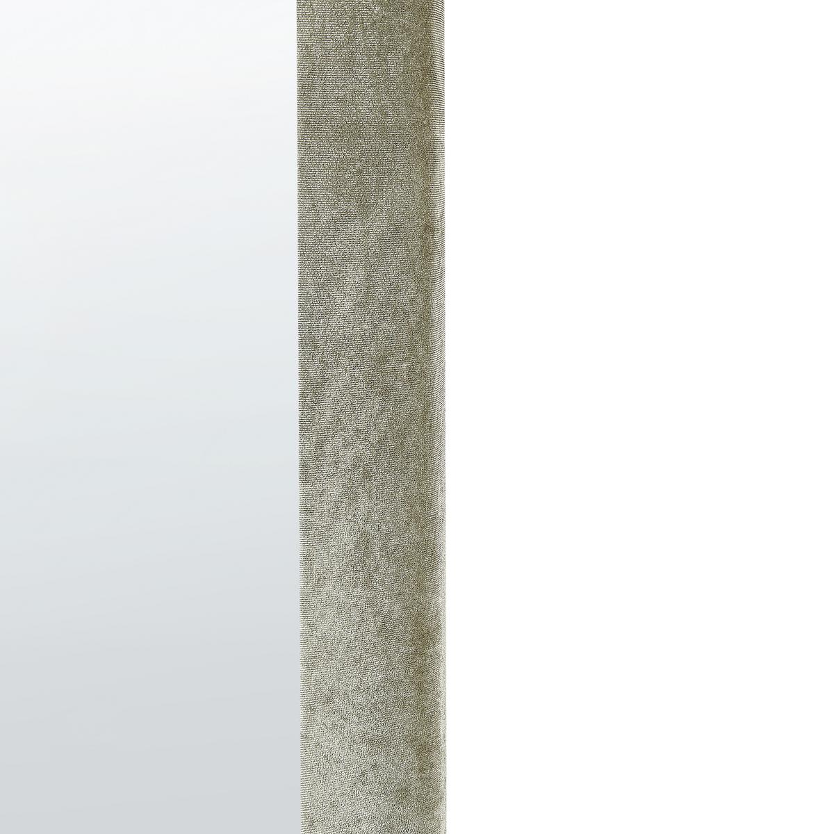 WANDSPIEGEL Samtstoff olivgrün oval 60/90 cm Huriel - Grün, Textil (60/90/3cm) - Beliani