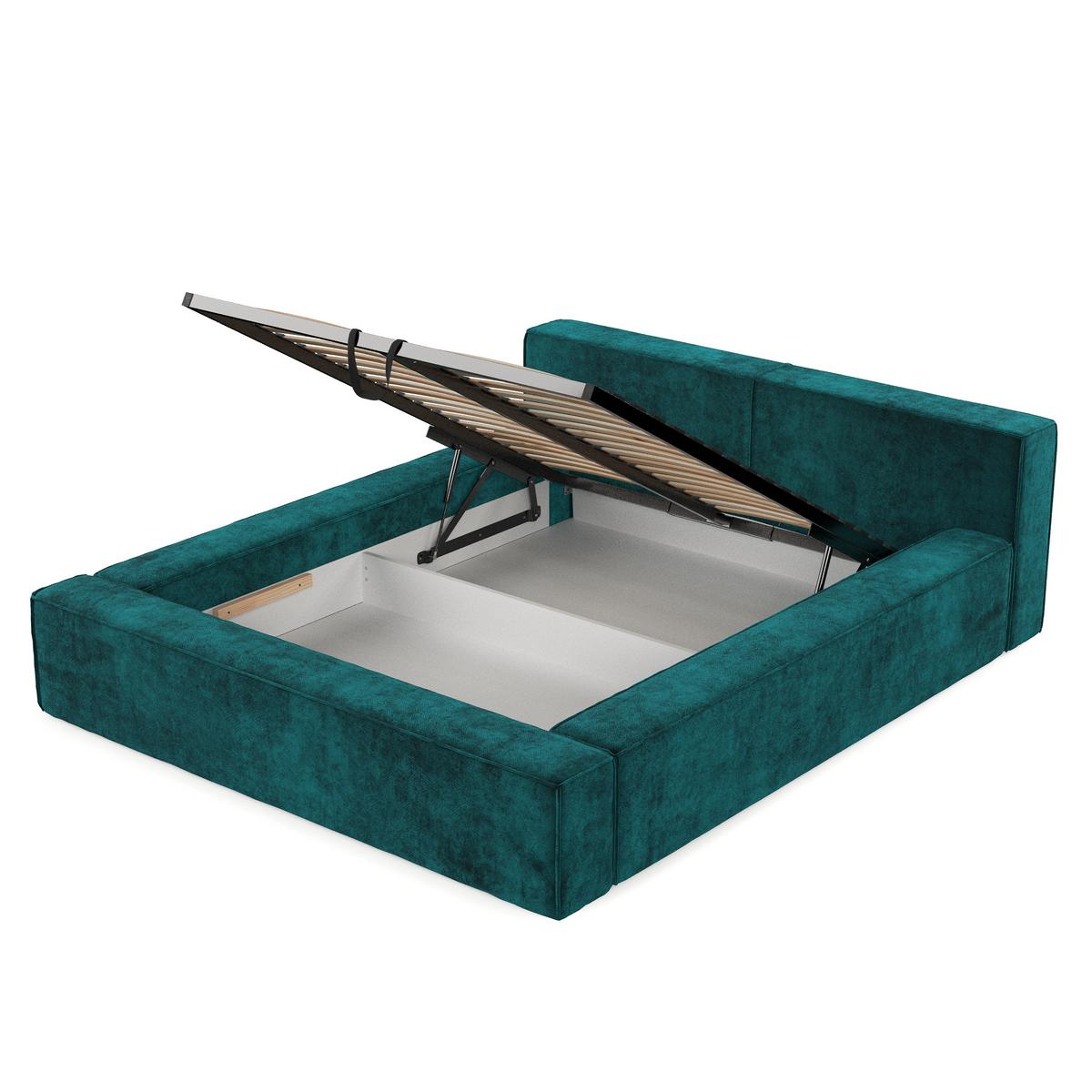 POLSTERBETT Casto mit Stauraum 140/200 cm Grün im Terra NW Stoff - Schwarz/Naturfarben, Holz/Holzwerkstoff (140/200cm) - AltaBeds