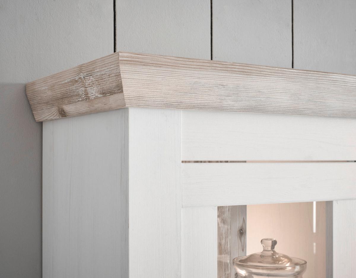 HÄNGESCHRANK weiß Pinie Landhaus, Küchenschrank hängend 92 x 85 cm, Soft-Close - Schwarz/Weiß, Glas/Holzwerkstoff (92/85/34cm) - Furn.Design