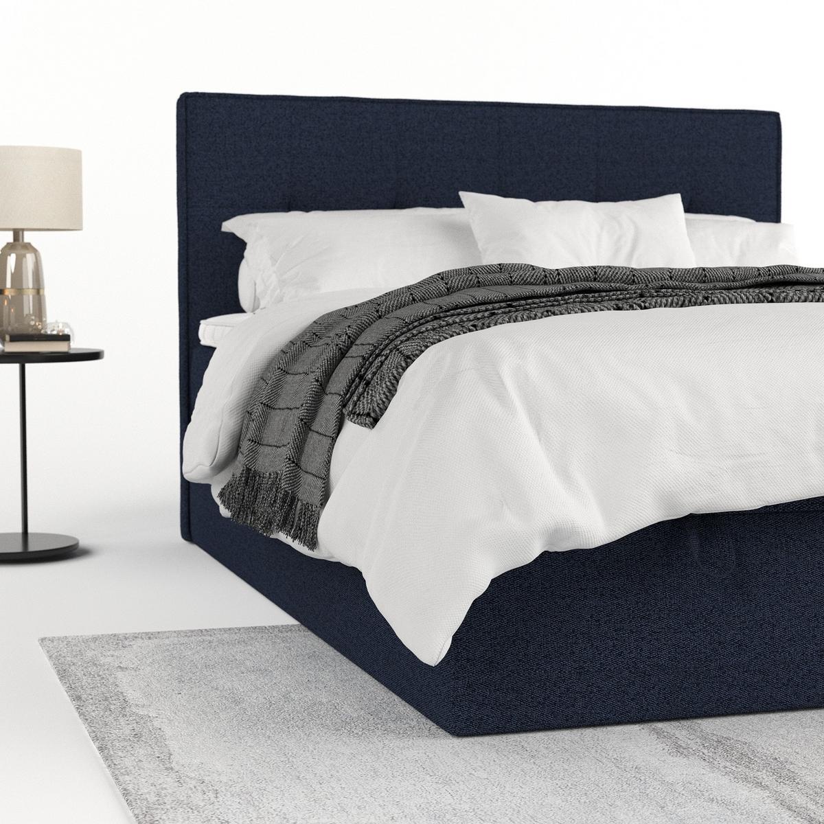BOXBETT Tivra 160/200 cm Marineblau im Riva Stoff - Schwarz/Dunkelblau, Holz/Holzwerkstoff (160/200cm) - AltaBeds