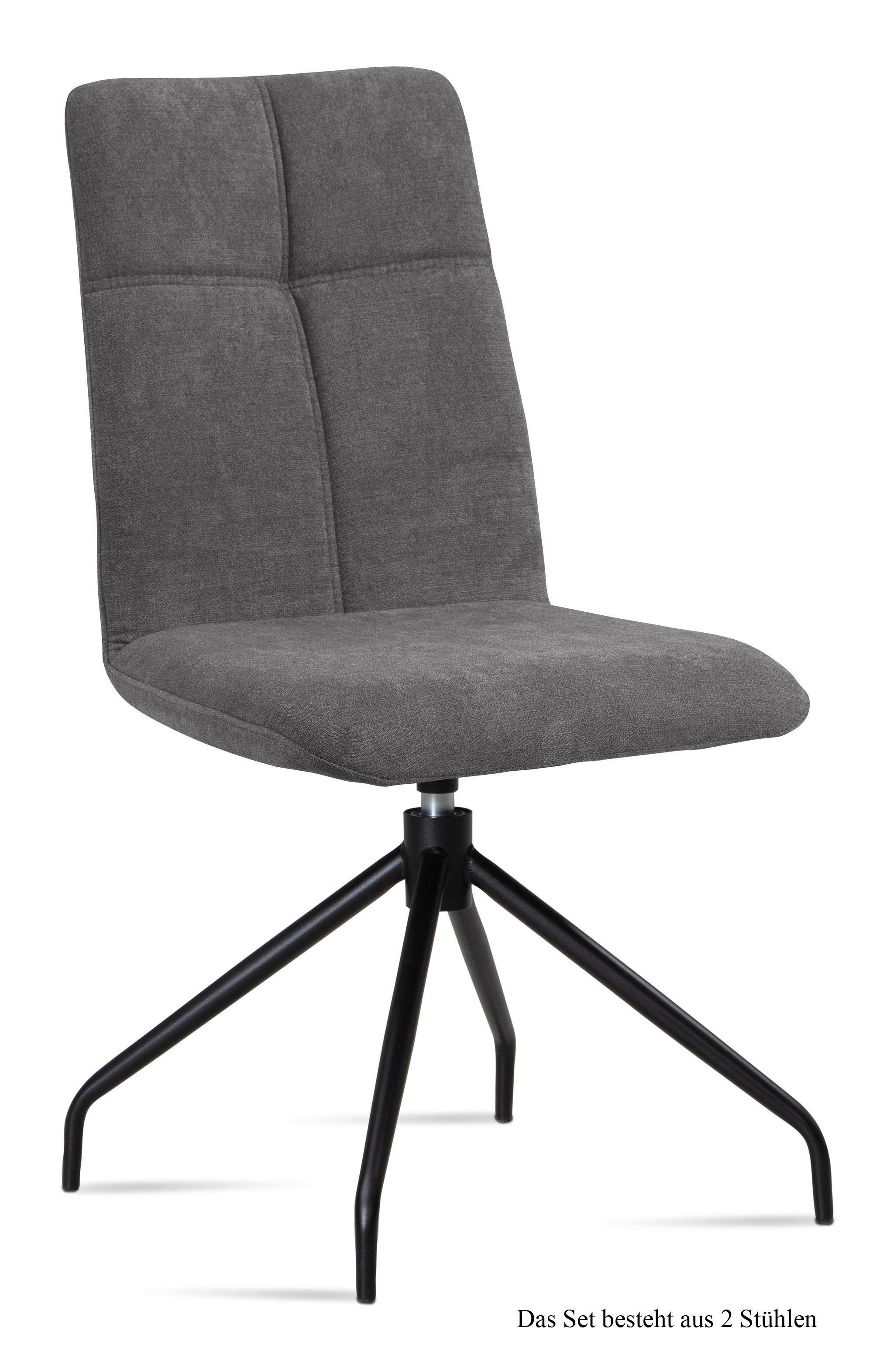 ESSZIMMERSTUHL drehbar (2er-Set) Dniren 47x92x60 Schwarz/Grau - Schwarz/Grau, Kunststoff (60/92/47cm) - 58aufmkessel