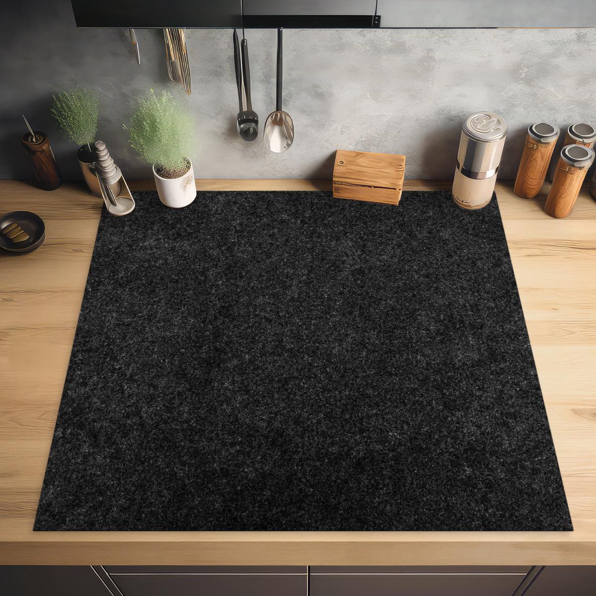 HERDABDECKPLATTE Granit - Schwarz - Granitstruktur - Dunkel Induktionsmatte 78x78 cm - Schwarz, Kunststoff (78/78/0.2cm) - MuchoWow