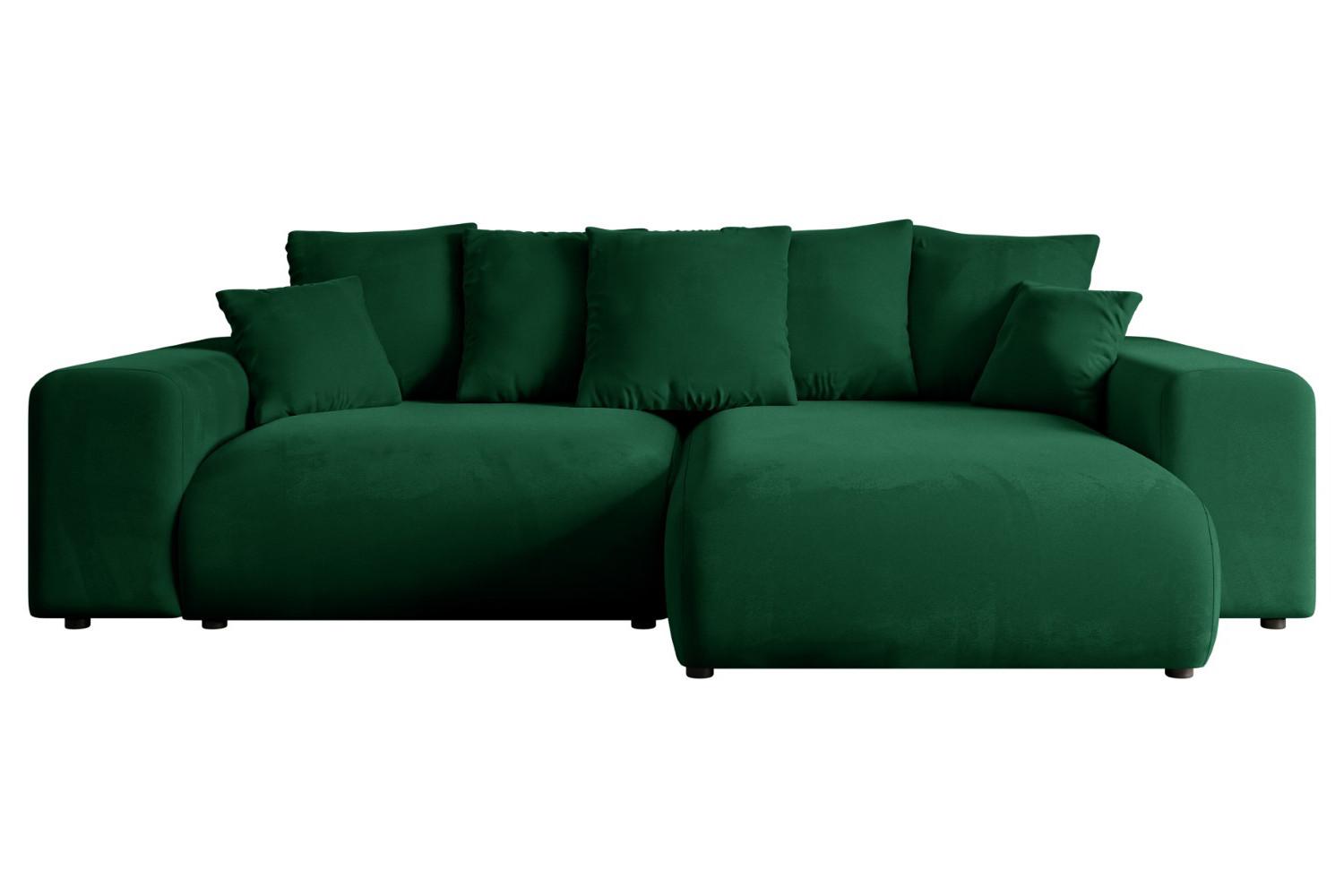 ECKSOFA Ottomane rechts ESKAR-L 266x176x72 Dunkelgrün Cord - Dunkelgrün/Schwarz, Holzwerkstoff/Kunststoff (176/266cm) - ALTDECOR