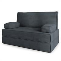 BETTSOFA LADIA aus Schaumstoff Kordstoff Grau Schlaffunktion - Dunkelgrau, Textil (140/86/60cm) - MASSENO
