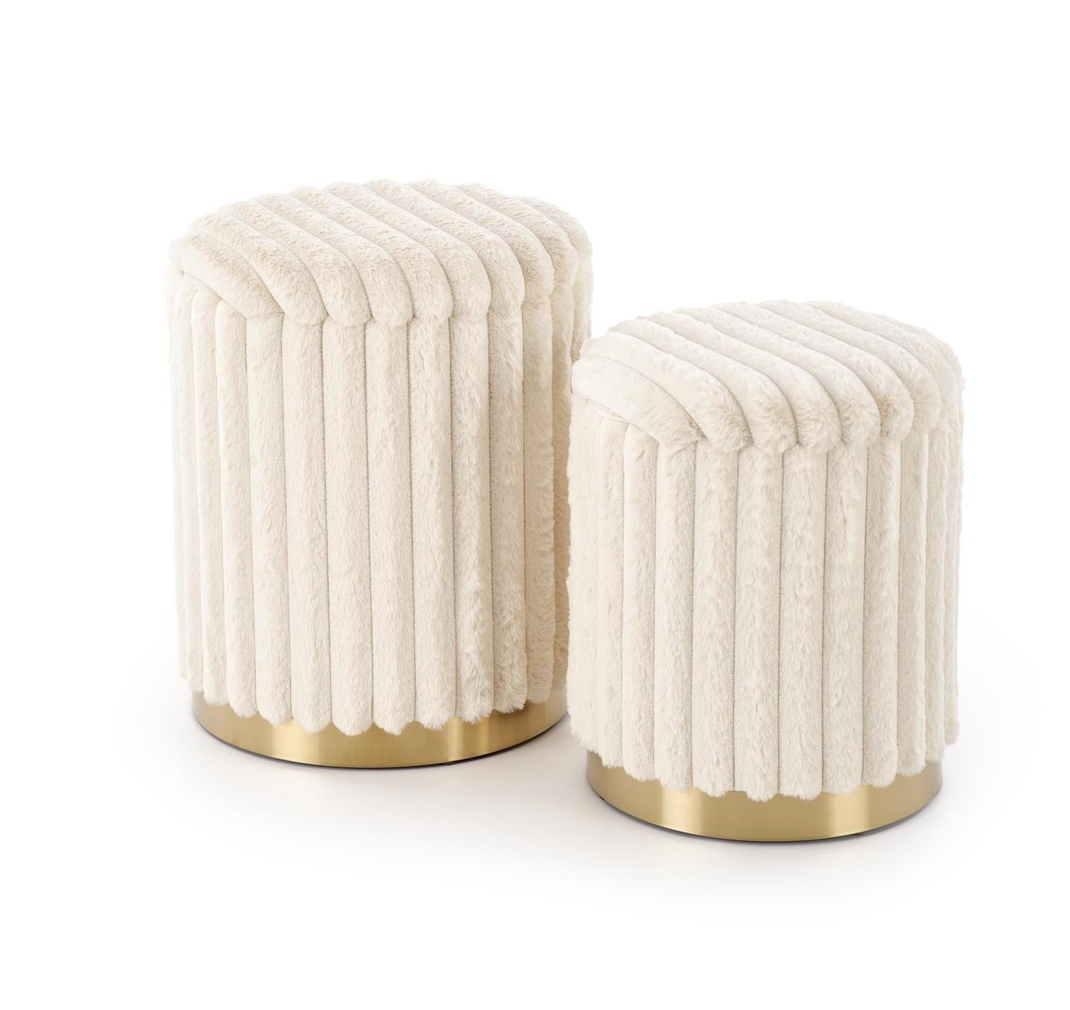 POUF-SET der gepolsterten AUREA Creme - Creme, Textil (40/45/40cm) - Lookway