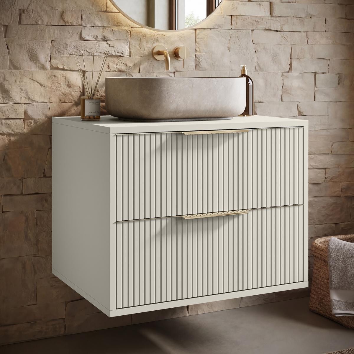 WASCHBECKENUNTERSCHRANK Rimini 2 Schubladen Cashmere - 60 x 46 x 46 cm - Kaschmir, Holz (60/46/46cm) - Badplaats