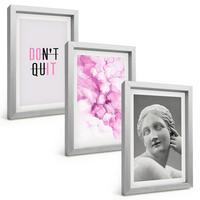 BILDER SET 3er Set - 20x30 cm Silberner Rahmen - Abstrakte Aquarellskulptur - Silberfarben, Kunststoff (20/30cm) - TULUP