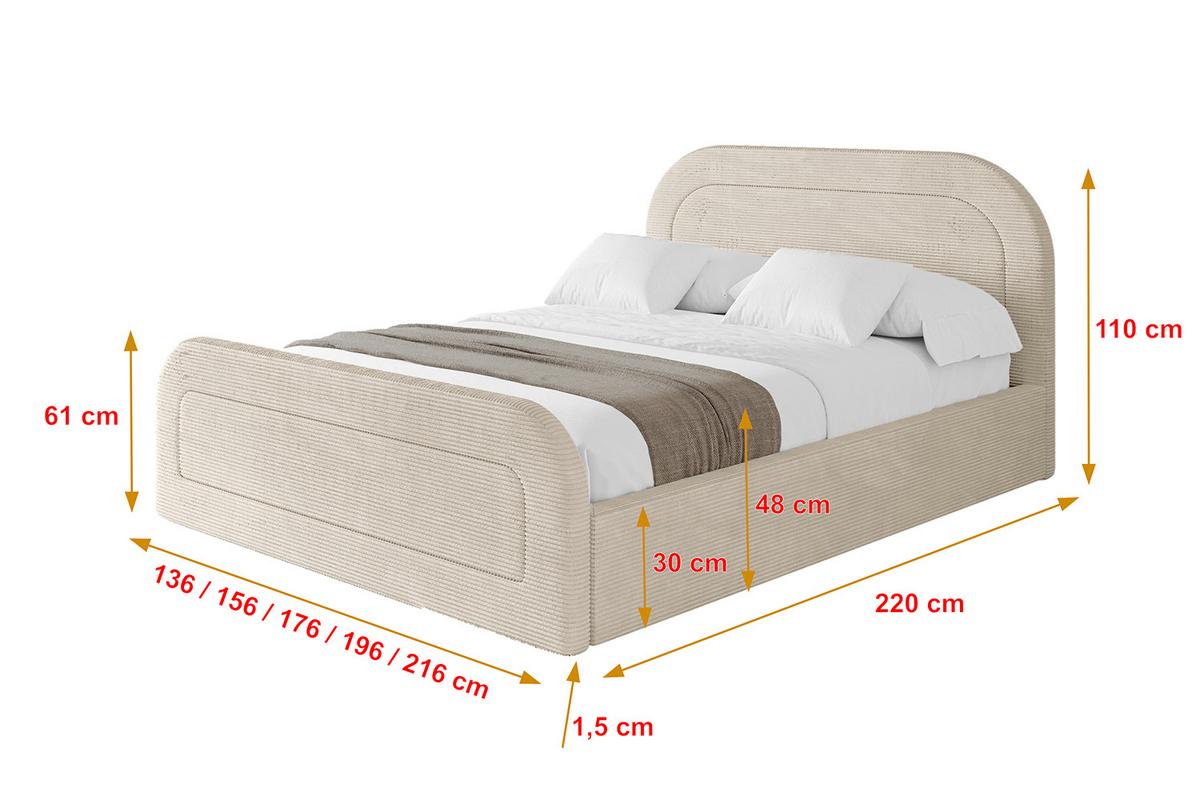POLSTERBETT mit Bettkasten, Fußteil und Lattenrost, Boxbett ohne Matratze - LERAY-Z 120x200 Beige - Creme, Holzwerkstoff/Textil (120/200cm) - ALTDECOR
