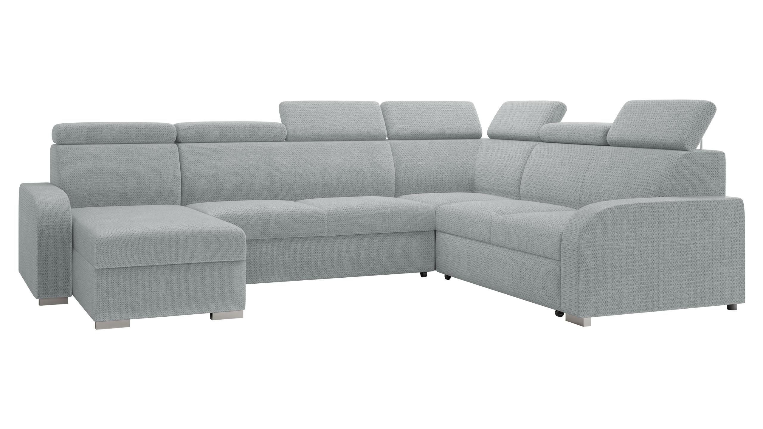 WOHNLANDSCHAFT Oslo 2rR2pLC - Silberfarben/Grau, Holz/Kunststoff (315/85/250cm) - MIRJAN24