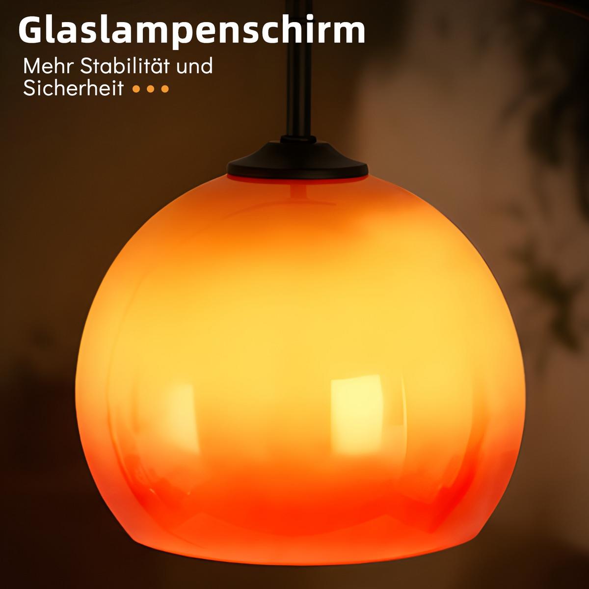 STEHLAMPE Quorlis 36/25/160 cm - Schwarz/Orange, Glas/Metall (36/25/160cm) - ZMH