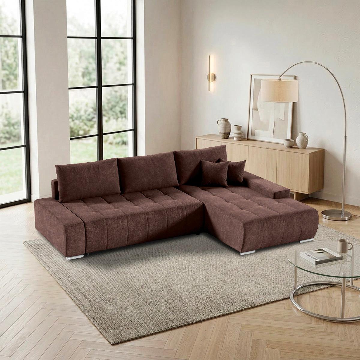 ECKSOFA Jonas 4 Sitzplätze Braun - Braun, Holzwerkstoff (265/185cm) - Petits-meubles