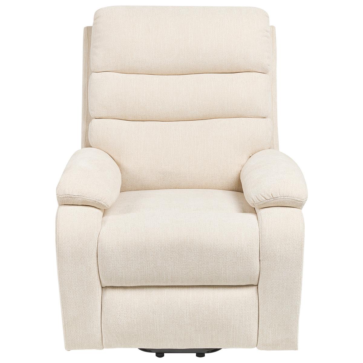 ELEKTRISCHER-FERNSEHSESSEL mit Fußstütze Stoff Hellbeige Rise - Beige, Textil (80/105/91cm) - Beliani