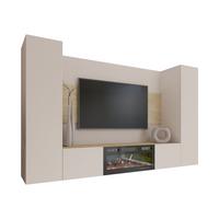 WOHNWAND Deromi V mit Kamin - Beige, Holzwerkstoff (260/150/38cm) - MIRJAN24