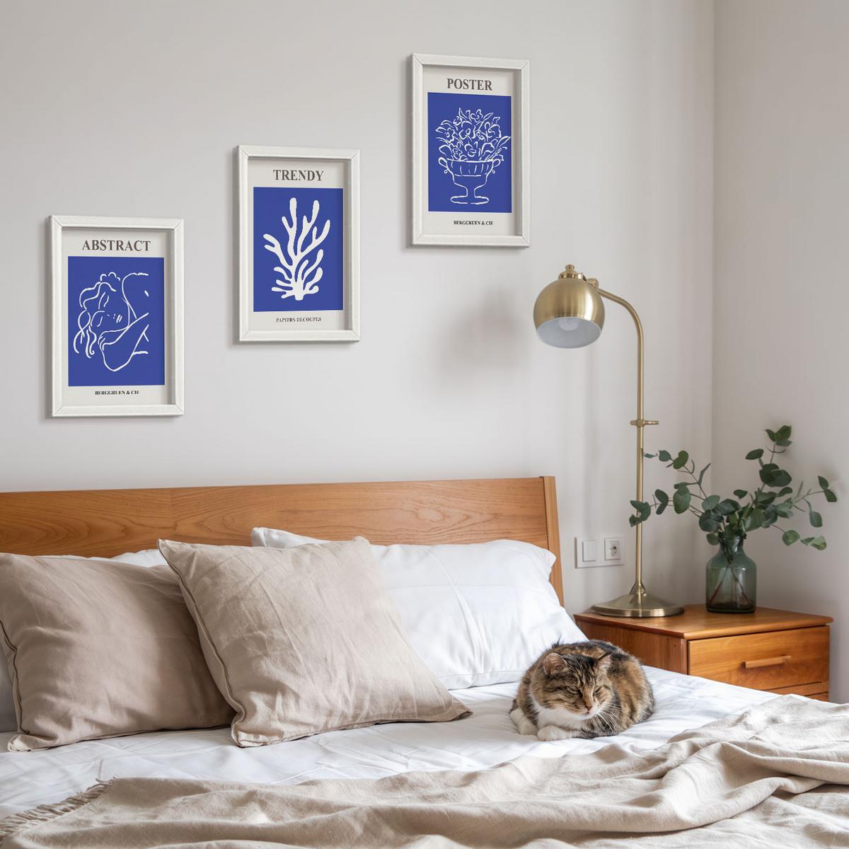 BILDER SET 3er Set - 20x30 cm Weißer Rahmen - Stilvolle blaue Poster - Weiß, Kunststoff (20/30cm) - TULUP