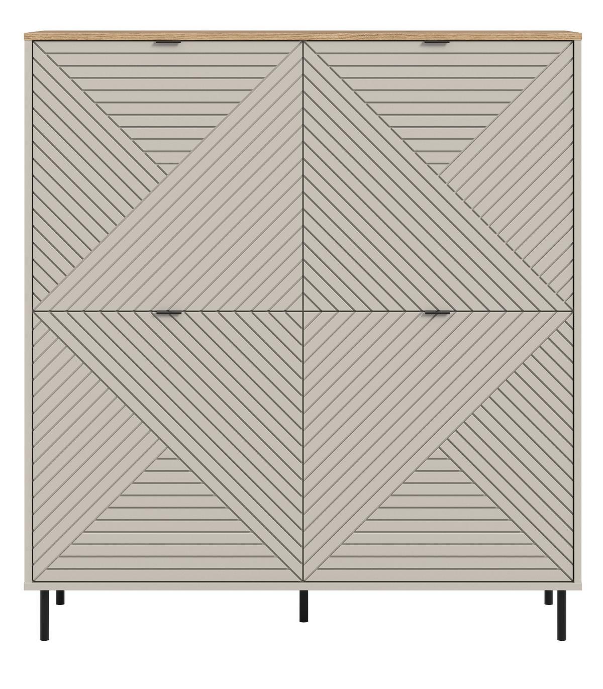 HIGHBOARD Kaschmir, Evoke Eiche 124 x 135 cm, Kommode in modernem Design - Kaschmir/Eichefarben, Holzwerkstoff/Metall (124/135/40cm) - Inn.Furn