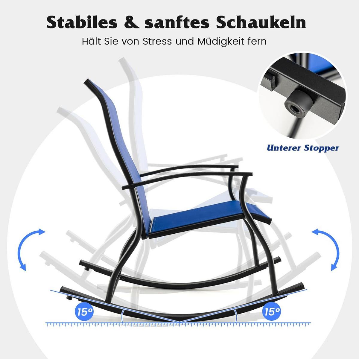 SCHAUKELBANK Marineblau(2er-Set) - Blau, Metall (102/100/68cm) - COSTWAY