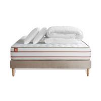 BETT Le Doux Memory-Schaum 180 x 200 cm h4 - Kit Bettgestell Beige - Mit Kissen und Bettdecke - Beige, Karton/Holz (180/200cm) - Marmottes & Co