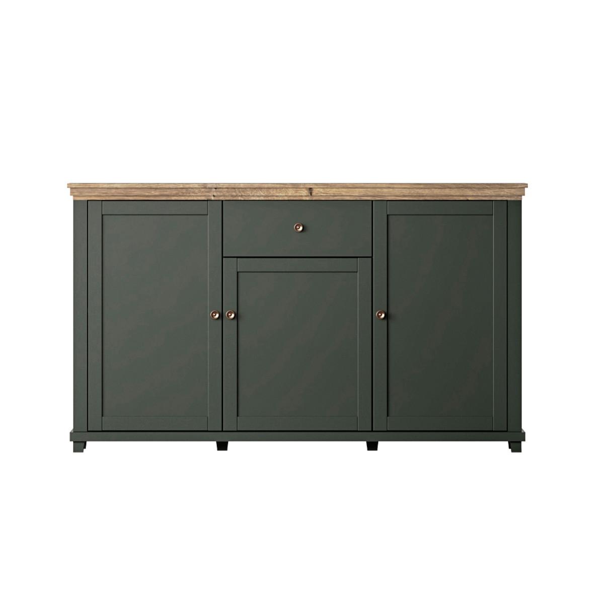 SIDEBOARD Martin Grün und Holz - Grün, Holzwerkstoff (160/93/42cm) - Petits-meubles