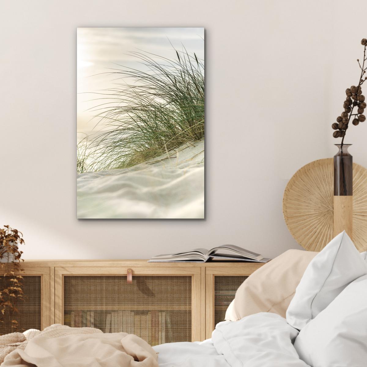 METALLBILD Dünen mit Strandhafer in der Sonne des Nationalparks Schleswig-Holsteinisches Wattenmeer Deko Schlafzimmer 40x60 cm - Creme, Metall (40/60cm) - MuchoWow