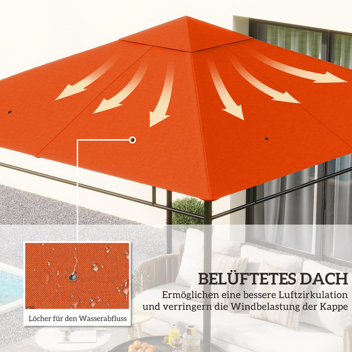 PAVILLONDACH, Sonnenschutz, Orange - Orange, Kunststoff (298/1/298cm) - Outsunny