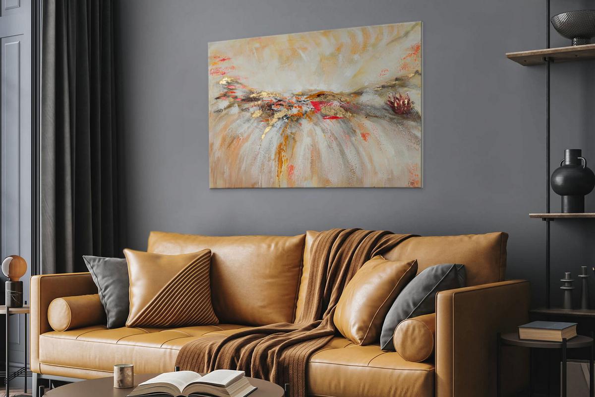 ÖLGEMÄLDE 120/80 cm - Beige/Weiß, Holz/Textil (120/80cm) - KUNSTLOFT