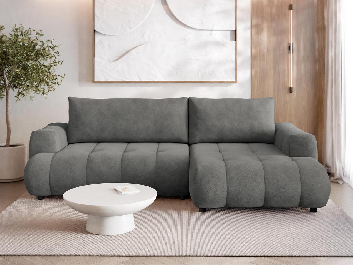 ECKSOFA Haiti, Seite: Rechts 2R+LC - Schwarz/Grau, Holz/Textil (276/156cm) - MIRJAN24